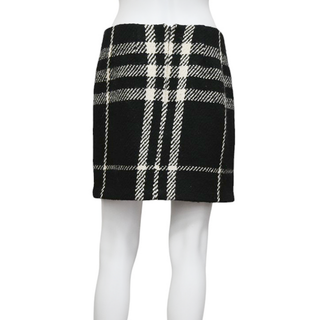 BURBERRY | Black & Ivory Plaid Tweed Mini Skirt