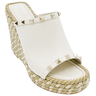 VALENTINO | Ivory Braided Rockstud Wedges