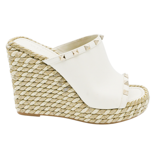 VALENTINO | Ivory Braided Rockstud Wedges