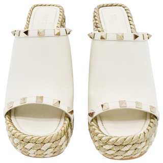 VALENTINO | Ivory Braided Rockstud Wedges