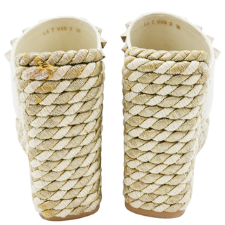 VALENTINO | Ivory Braided Rockstud Wedges