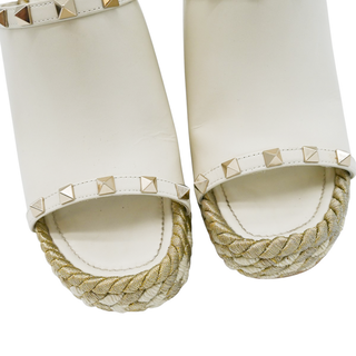 VALENTINO | Ivory Braided Rockstud Wedges