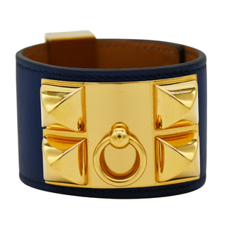 HERMES | Blue Leather Collier de Chien Bracelet