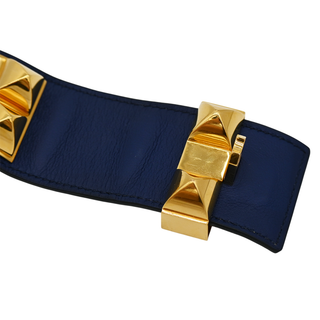 HERMES | Blue Leather Collier de Chien Bracelet