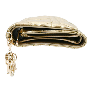 DIOR | Gold Metallic Lady Dior Lotus Wallet