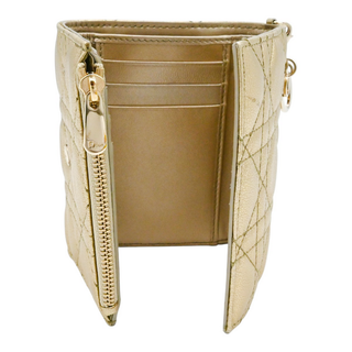 DIOR | Gold Metallic Lady Dior Lotus Wallet