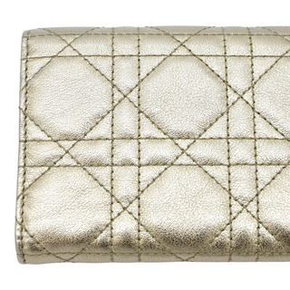 DIOR | Gold Metallic Lady Dior Lotus Wallet