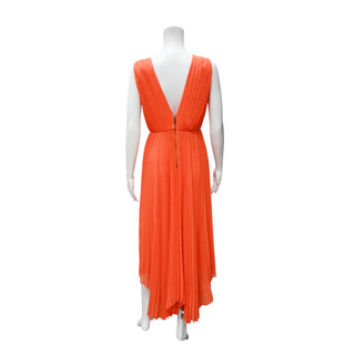 ALICE + OLIVIA | Sunset Orange Pleated Midi Dress