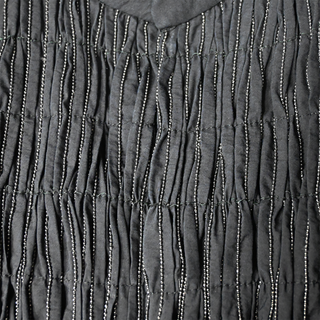 BRUNELLO CUCINELLI | Black Ruched Monili Cotton-Blend Dress