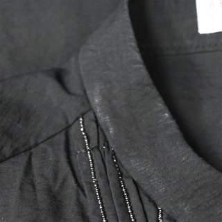 BRUNELLO CUCINELLI | Black Ruched Monili Cotton-Blend Dress