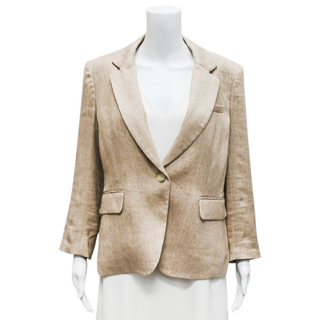 VERONICA BEARD | Cutaway Beige Linen-Blend Dickey Jacket