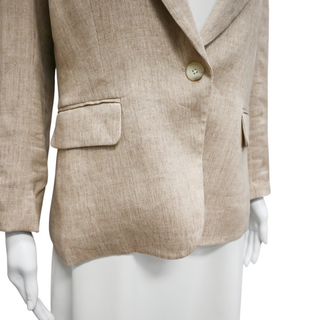 VERONICA BEARD | Cutaway Beige Linen-Blend Dickey Jacket