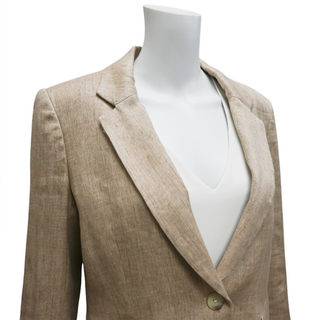 VERONICA BEARD | Cutaway Beige Linen-Blend Dickey Jacket