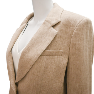 VERONICA BEARD | Cutaway Beige Linen-Blend Dickey Jacket