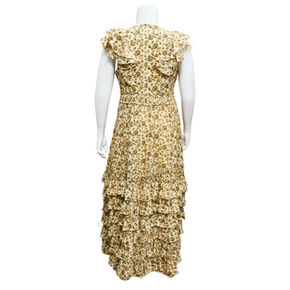 MAC DUGGAL | Beige Floral Tiered Ruffle Gown