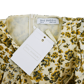 MAC DUGGAL | Beige Floral Tiered Ruffle Gown