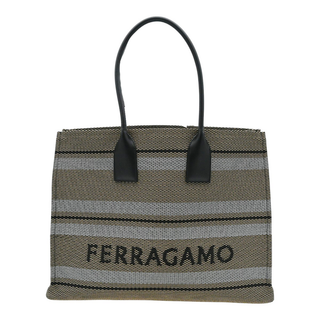 FERRAGAMO | Signature Striped Woven Tote Bag
