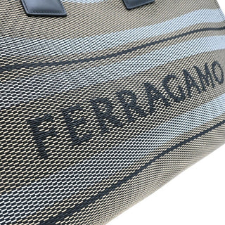 FERRAGAMO | Signature Striped Woven Tote Bag
