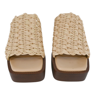 TOD'S | Braided Beige & Brown Block Platform Sandals