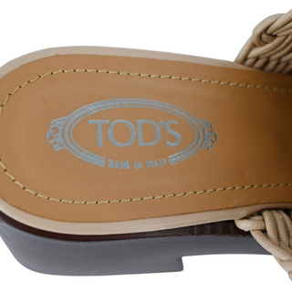 TOD'S | Braided Beige & Brown Block Platform Sandals