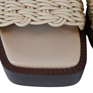 TOD'S | Braided Beige & Brown Block Platform Sandals