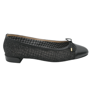 STUART WEITZMAN | Sleek Bow Leather-Trimmed Sparkle Mesh Flats