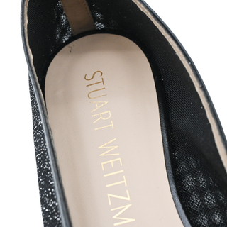STUART WEITZMAN | Sleek Bow Leather-Trimmed Sparkle Mesh Flats