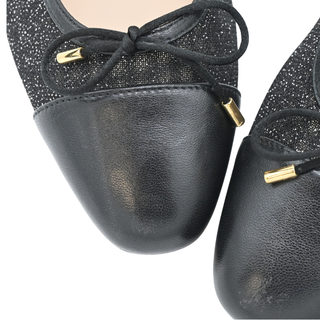 STUART WEITZMAN | Sleek Bow Leather-Trimmed Sparkle Mesh Flats