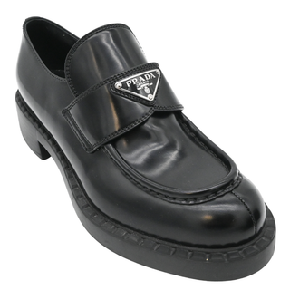 PRADA | Black Leather Logo Loafers