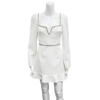 SELF PORTRAIT | White Bonded Crepe Mini Dress