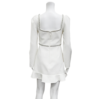 SELF PORTRAIT | White Bonded Crepe Mini Dress