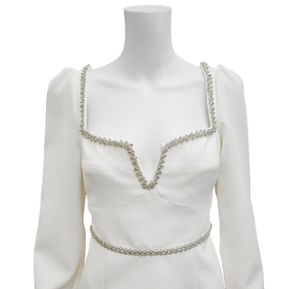 SELF PORTRAIT | White Bonded Crepe Mini Dress