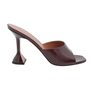 AMINA MUADDI | Lupita Wine Patent Pedestal Mule Sandals