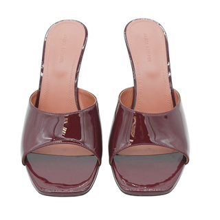 AMINA MUADDI | Lupita Wine Patent Pedestal Mule Sandals