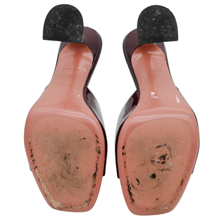 AMINA MUADDI | Lupita Wine Patent Pedestal Mule Sandals