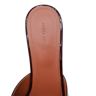 AMINA MUADDI | Lupita Wine Patent Pedestal Mule Sandals