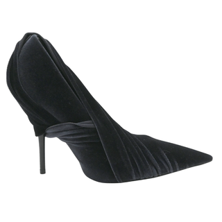 BALENCIAGA | Knife Midnight Velvet Draped Pumps