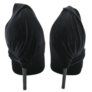 BALENCIAGA | Knife Midnight Velvet Draped Pumps