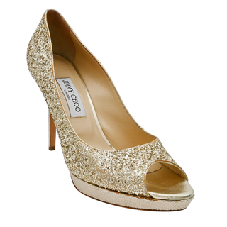 JIMMY CHOO | Dahlia Gold Glitter Pumps
