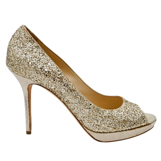 JIMMY CHOO | Dahlia Gold Glitter Pumps