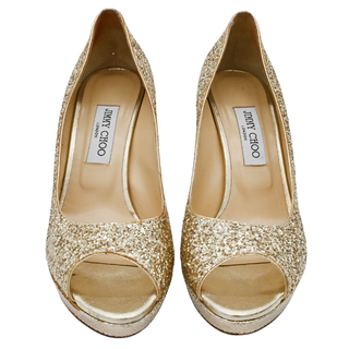 JIMMY CHOO | Dahlia Gold Glitter Pumps