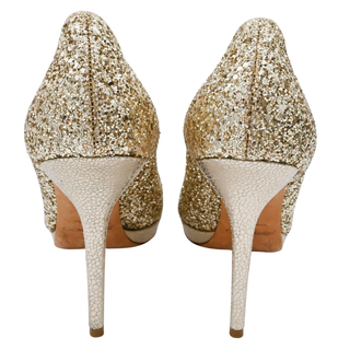 JIMMY CHOO | Dahlia Gold Glitter Pumps