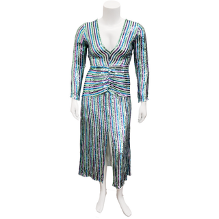 RIXO | Emmy Multicolor Striped Sequin Dress
