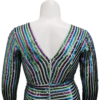 RIXO | Emmy Multicolor Striped Sequin Dress