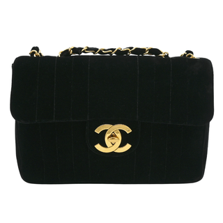 CHANEL | Black Velvet Vertical Quilted Flap Bag