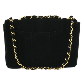 CHANEL | Black Velvet Vertical Quilted Flap Bag