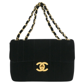 CHANEL | Black Velvet Vertical Quilted Flap Bag