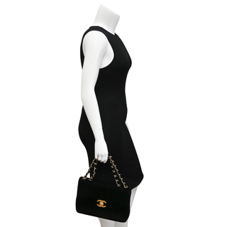 CHANEL | Black Velvet Vertical Quilted Flap Bag