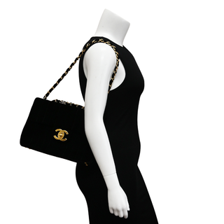 CHANEL | Black Velvet Vertical Quilted Flap Bag