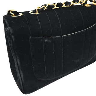 CHANEL | Black Velvet Vertical Quilted Flap Bag
